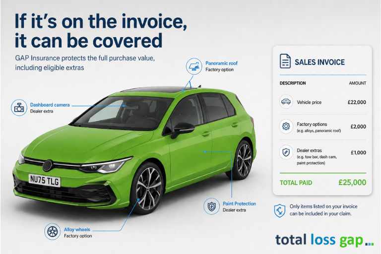 Does GAP Insurance cover factory and dealer extras?