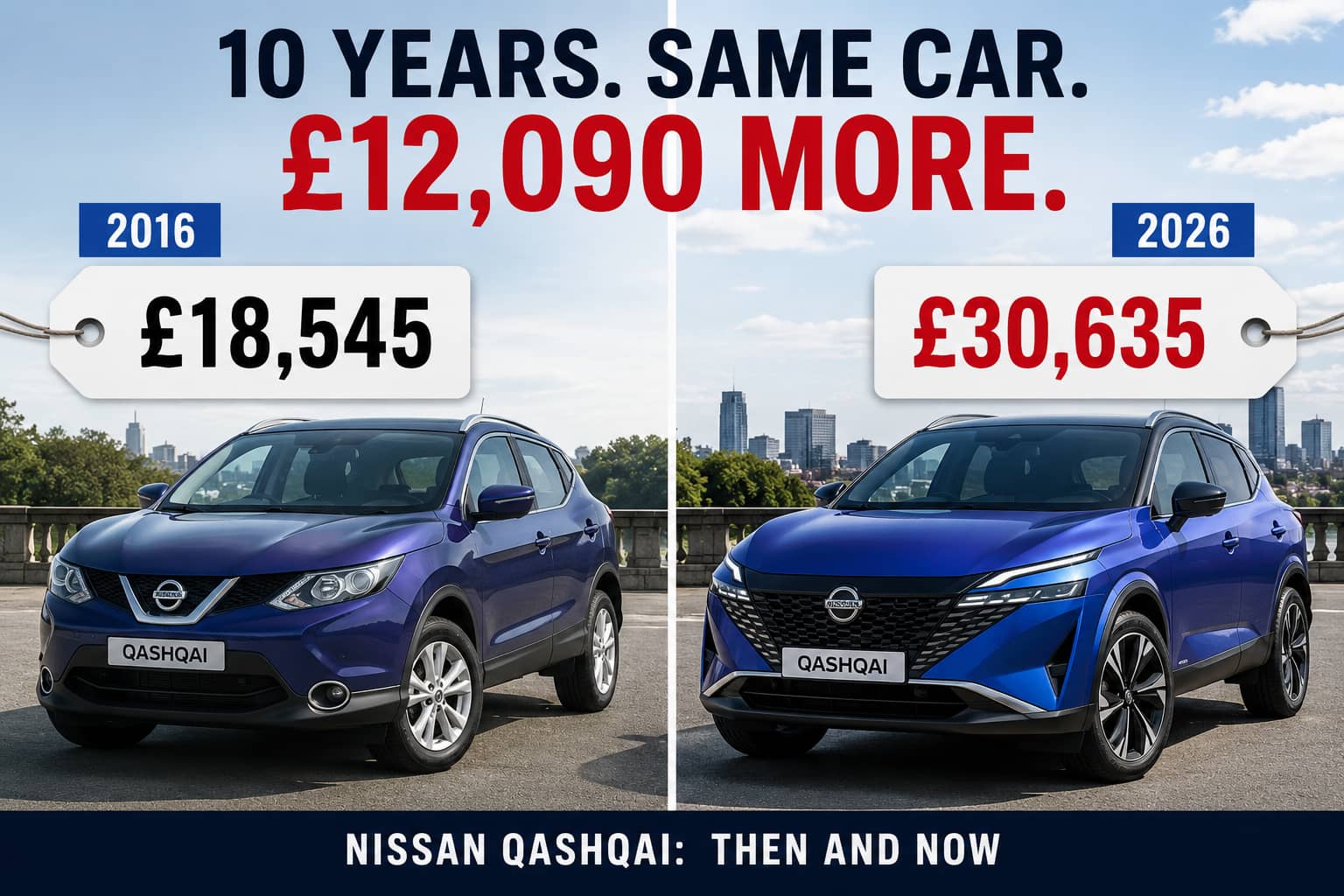 Nissan Qashqai new car price 2016 to 2026