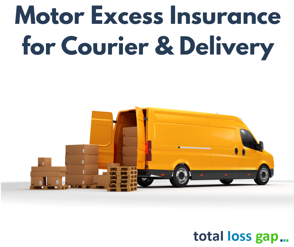 delivery van used for courier work parked curbside in the UK, representing vehicles eligible for motor excess insurance for hire and reward drivers